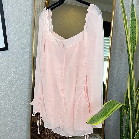 HOUSE OF CB 'Baby' Pink Quartz Chiffon Cutout Halter Mini Dress NWOT